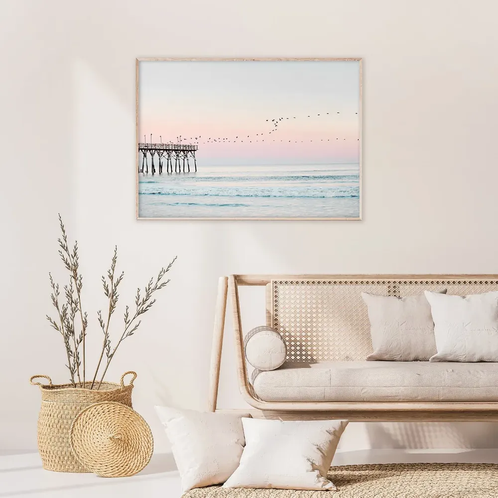 Beach Pier Coastal Landscape Art Print - Image 2