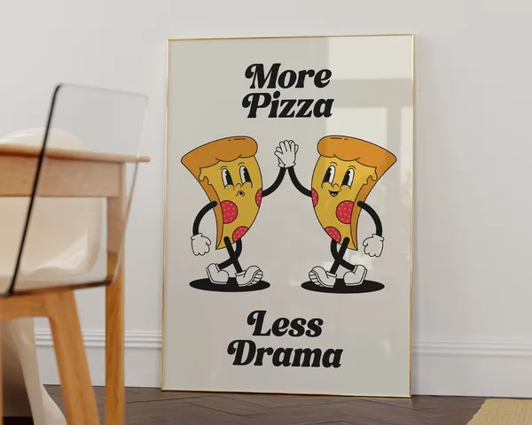 Pizza Print, Retro Kitchen Wall Art Poster