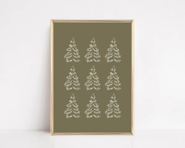 Christmas Tree Art Print, Neutral Holiday Decor