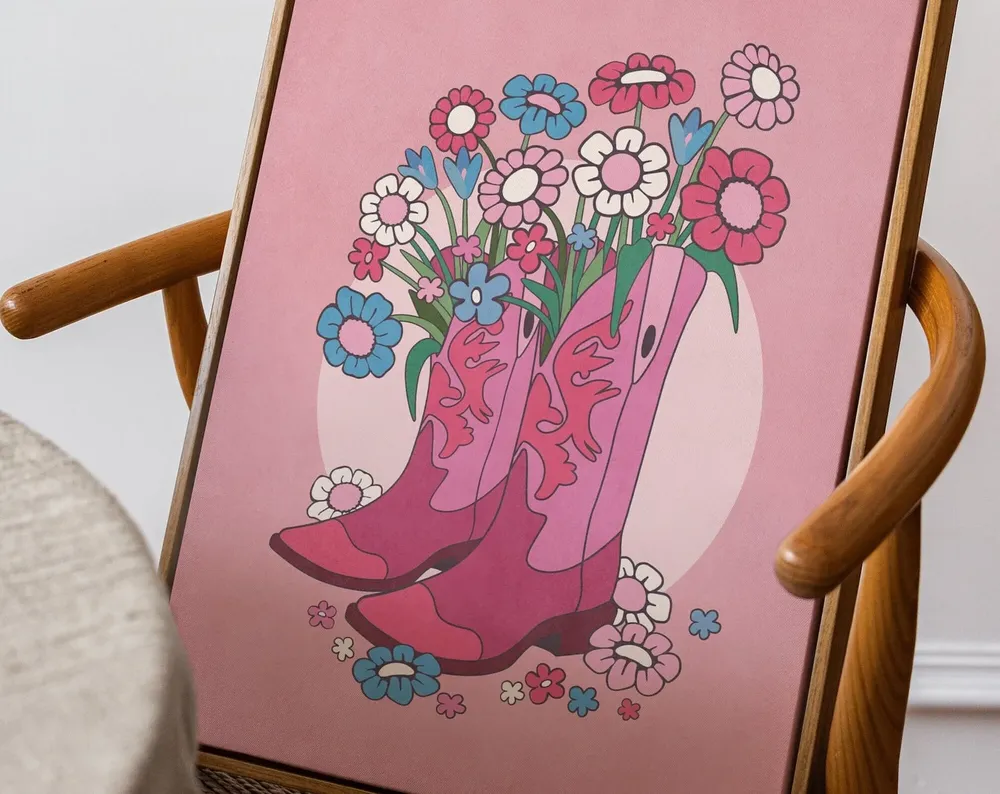 Cowboy Boots Print, Preppy Room Decor