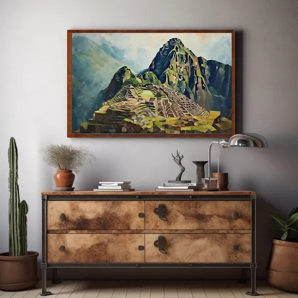 Machu Picchu Oil Painting, Peruvian Travel Art