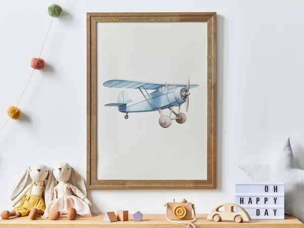 Blue Airplane Nursery Decor, Vintage Airplane Art Print