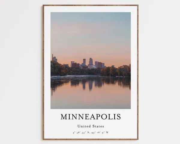 Minnesota Travel Poster, Minneapolis Mississippi River