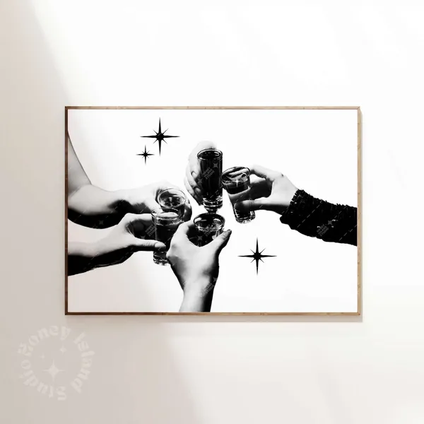 Cheers Cocktail Poster, Trendy Bar Cart Art Print