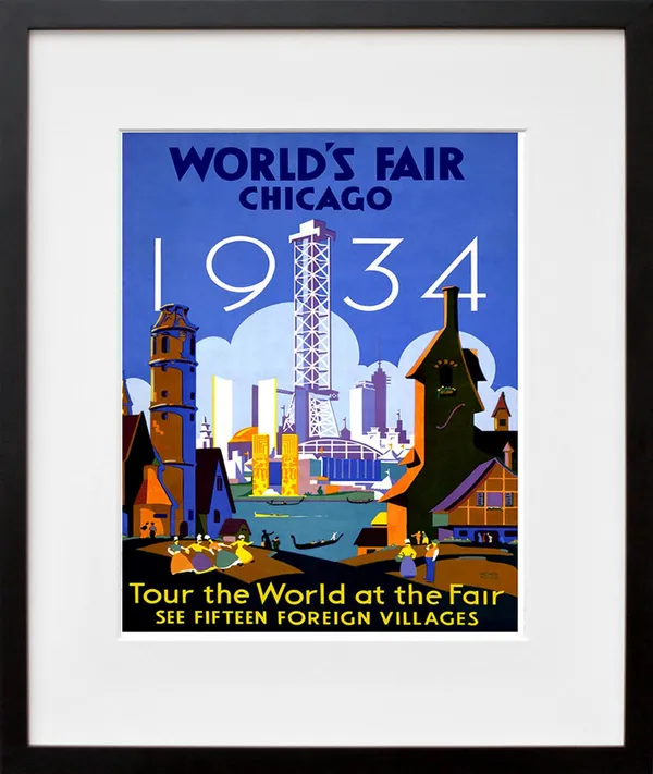 Chicago Vintage Worlds Fair Travel Poster Print