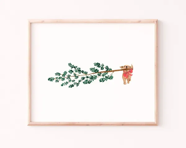 Furry Helper II Holiday Christmas Art Print