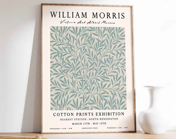 William Morris Exhibition Poster, Vintage Floral Decor