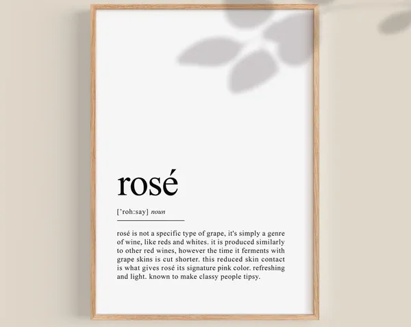 Rose Wine Definition Poster, Modern Bar Art Print