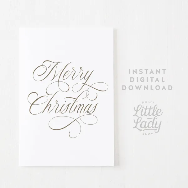 Merry Christmas Vintage Holiday Calligraphy Print