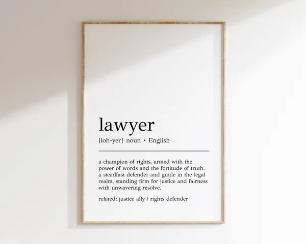 Lawyer Definition Art Print, Legal Office Decor