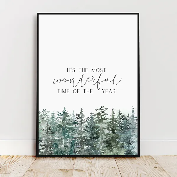 Most Wonderful Time Christmas Poster, Scandinavian Nordic