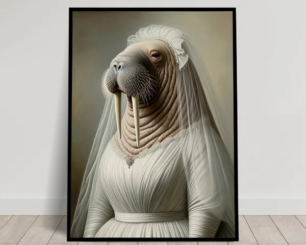 Walrus Wedding Portrait, Funny Animal Art Print