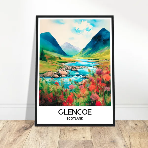 Glencoe Watercolor Travel Poster, Scotland Art Print