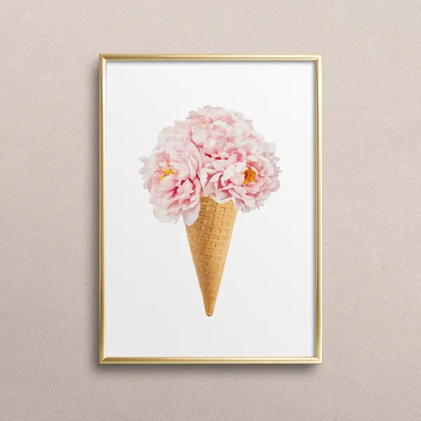 Bouquet on Ice Cone Typography Art Print