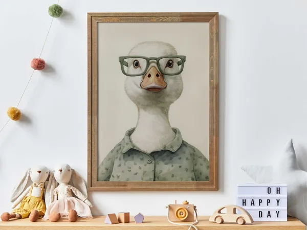 Goose Animals Wearing Glasses Vintage Art Print