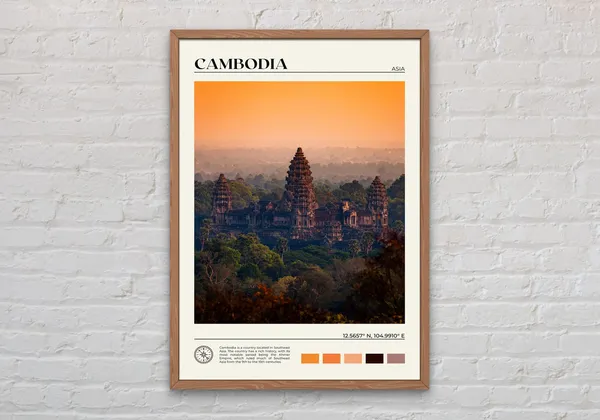 Cambodia Travel Poster, Asia Wall Art Print