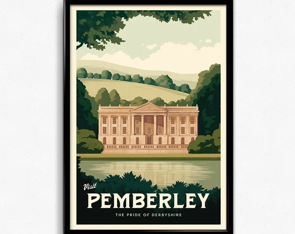 Pemberley Minimalist Travel Poster Print Decor