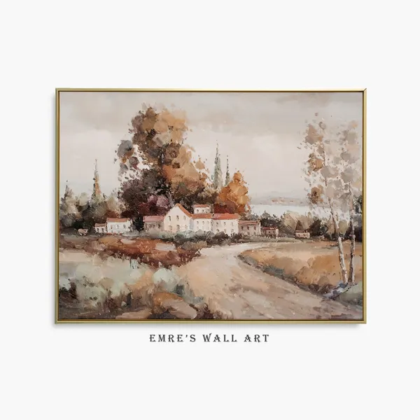 Vintage Italy Landscape Art Print, Antique Farmhouse