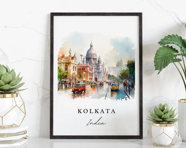 Kolkata Traditional Travel Art India Poster