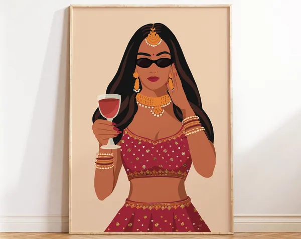 Modern Indian Woman Drinking Art Print