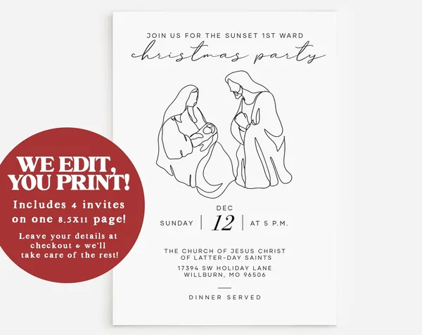 LDS Ward Christmas Party Invite Poster Print