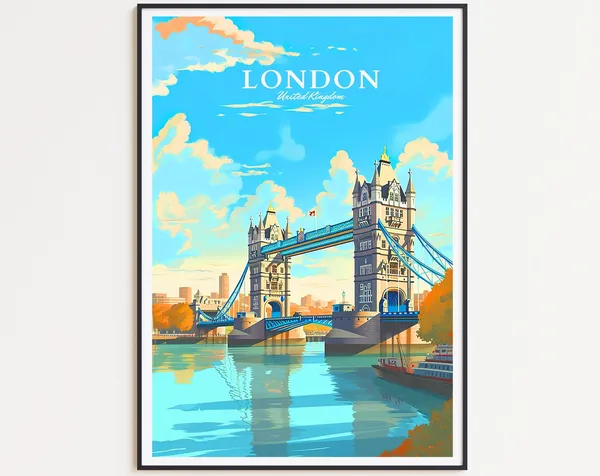 London Travel Poster, Tower Bridge Art Print