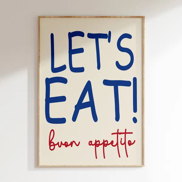 Lets Eat Poster, Modern Kitchen Wall Art Print