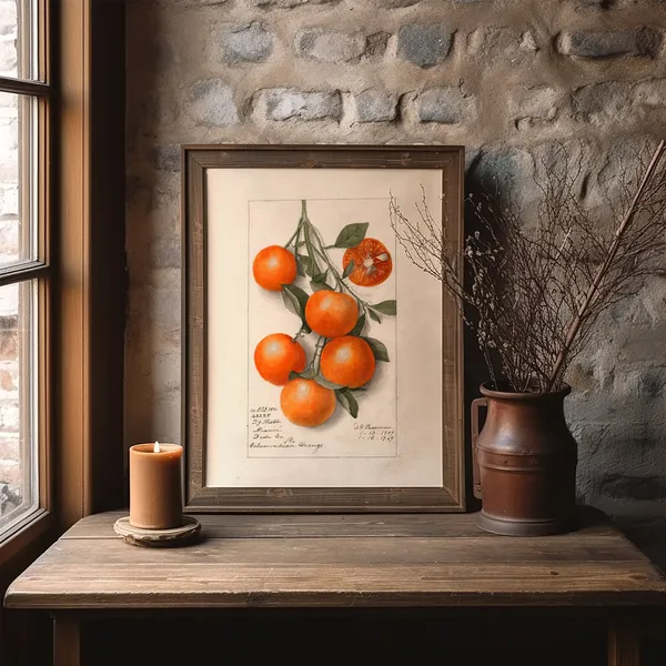 Vintage Orange Botanical Fruit Art Print