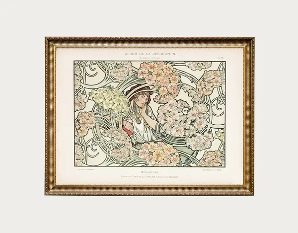 Mucha-Inspired Art Nouveau Floral Art Print, Paris Vintage