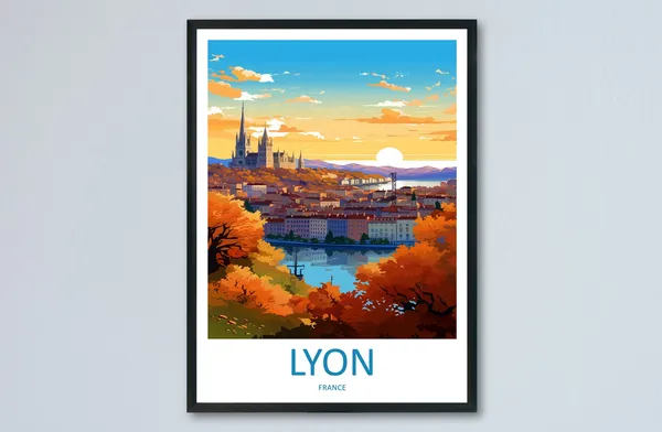 Lyon Travel Poster, France Wall Art