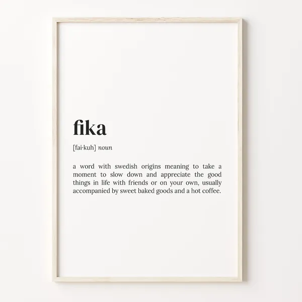 Fika Definition Dictionary Quote Poster Art