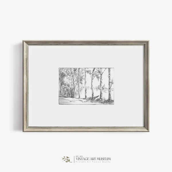 Forest Vintage Sketch Minimalist Art Print