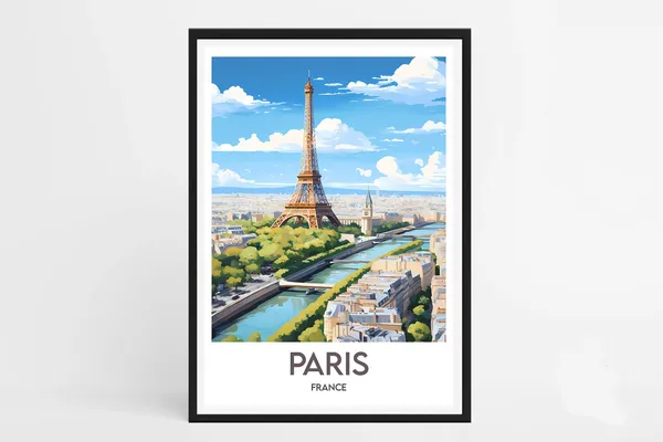 Paris Minimalist Travel Poster, Eiffel Tower