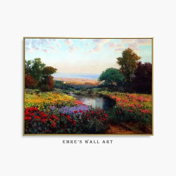 Vintage Colorful Flowers Oil Painting Art Print