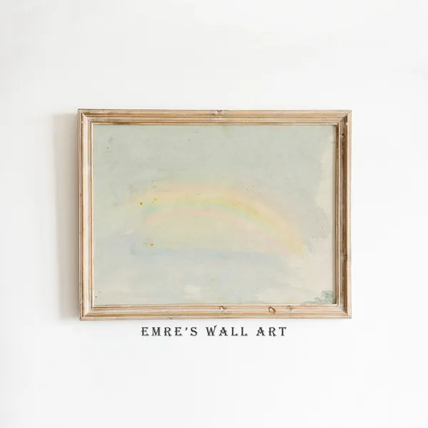 Vintage Rainbow Watercolor Nursery Art Print