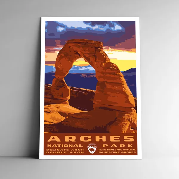 Arches National Park Vintage Style Travel Poster, Moab Utah