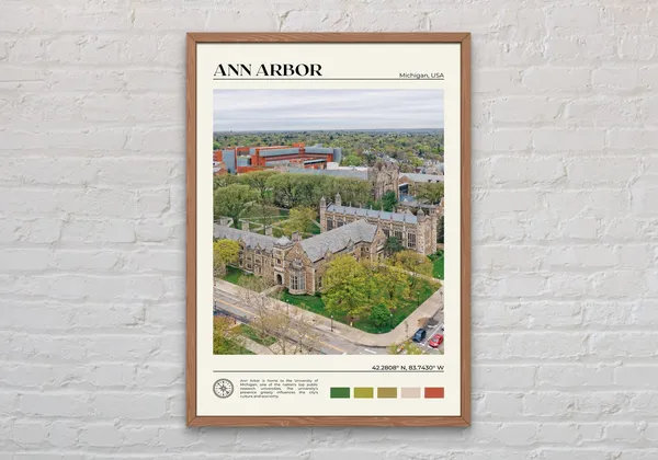 Ann Arbor Real Photo Travel Poster, Michigan