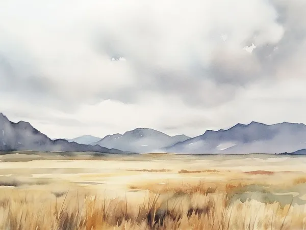 Teton Valley Watercolor Print, Idaho Mountain Landscape