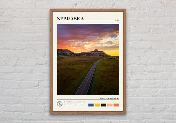 Nebraska Travel Poster, Real Photo Wall Art