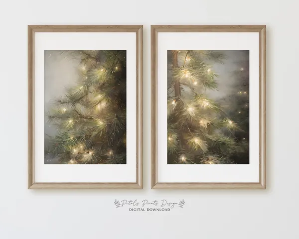 Evergreen Christmas Art Print, Rustic Vintage Holiday