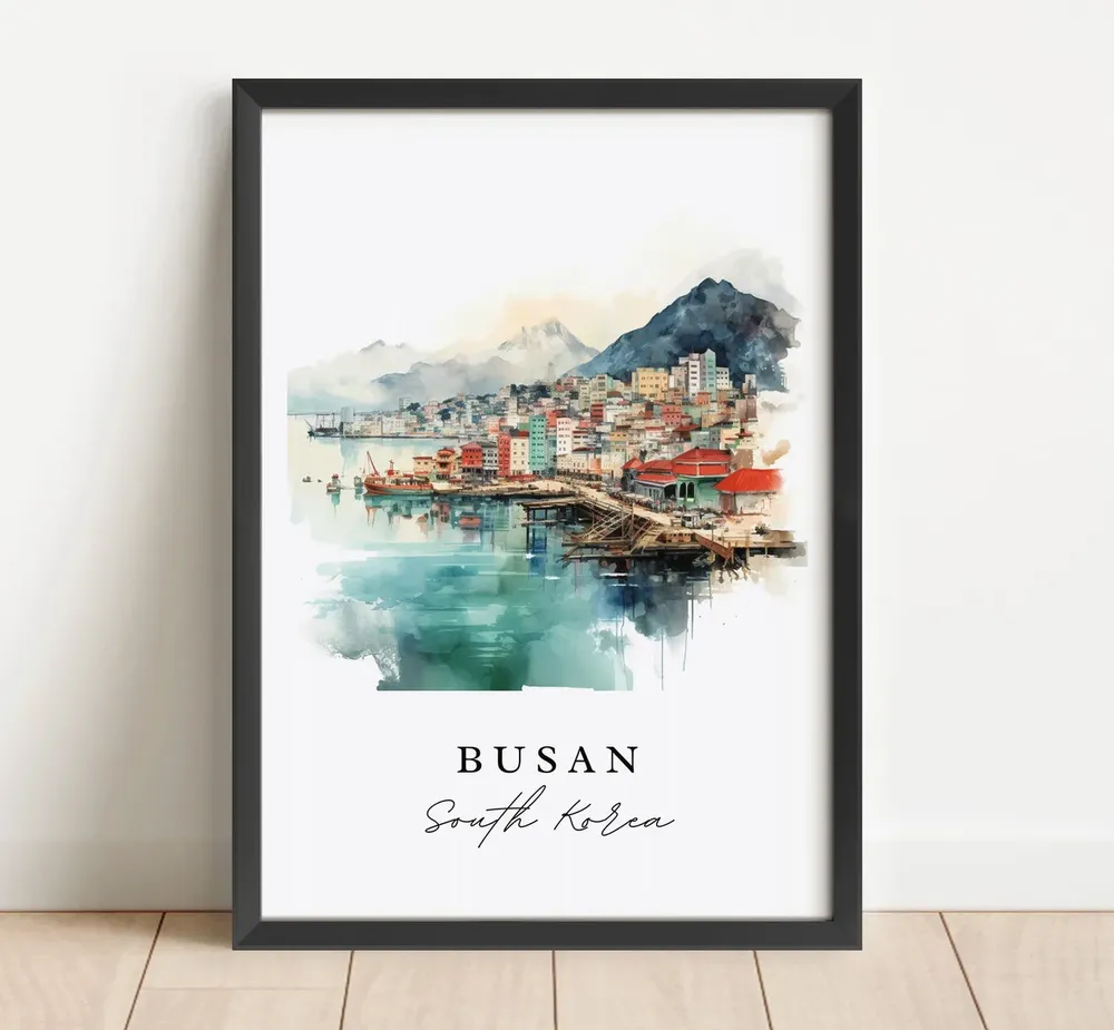 Busan Traditional Travel Art, South Korea Travel Poster