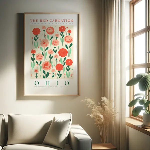 Ohio State Flower Red Carnation Floral Art Print