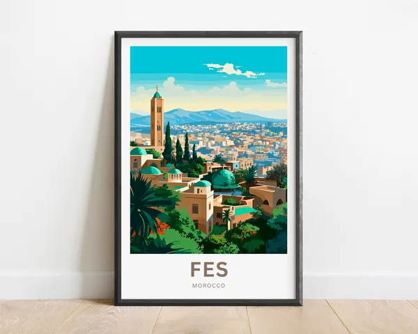 Fes Travel Poster, Morocco Wall Art Print
