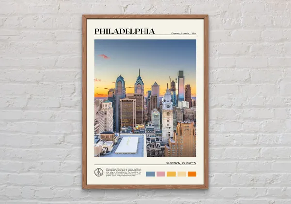 Philadelphia Real Photo Poster, Pennsylvania Travel Art