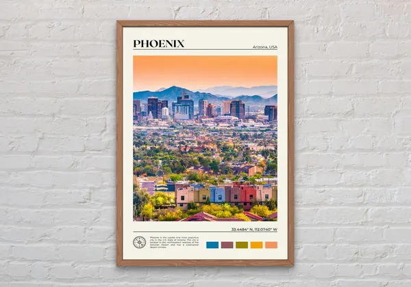 Phoenix Arizona Travel Poster, Real Photo Print