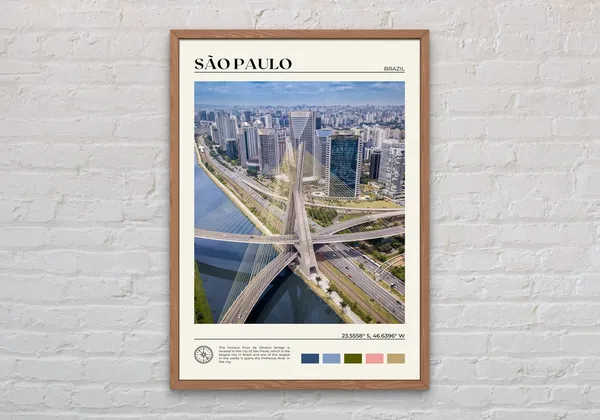 São Paulo Travel Poster, Brazil City Photo Art Print