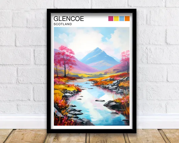 Glencoe Scotland Landscape Travel Poster