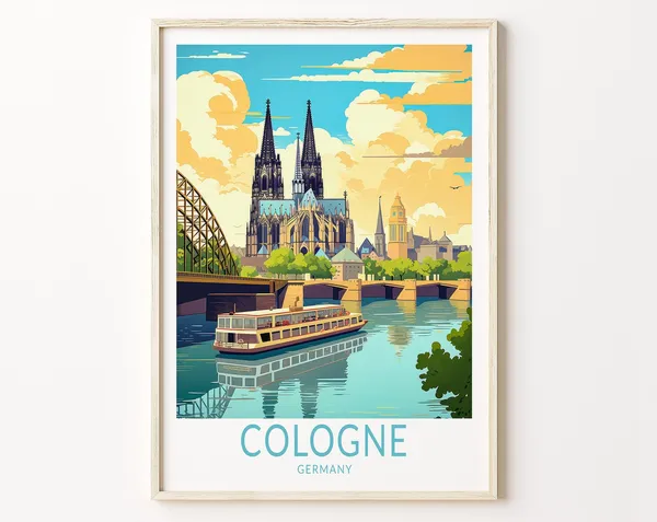 Cologne Germany Travel Poster, Personalized Travel Art