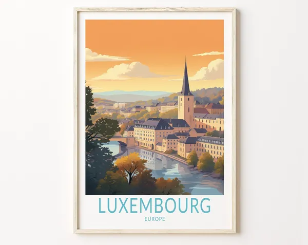 Luxembourg Travel Print, Europe Birthday Travel Poster
