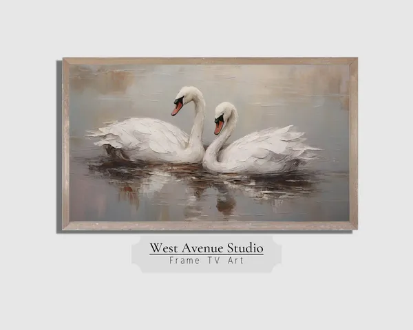 Spring Swan Neutral Oil Painting Art Print